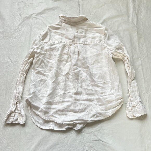 Splendid x Mary Lawless Lee long sleeve top Medium button front white 100% linen - Picture 3 of 5